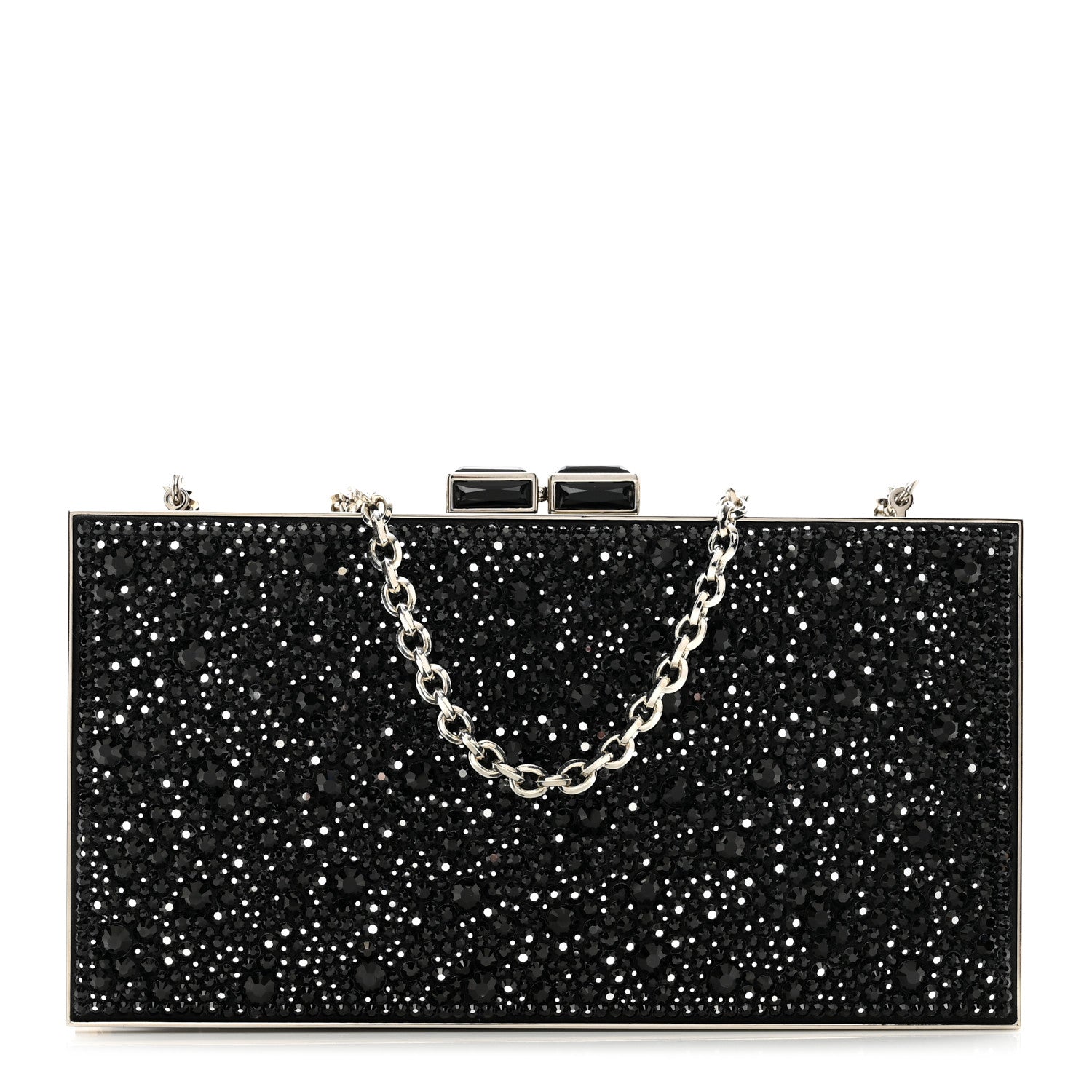 Judith Leiber Swarovski Crystal Minaudiere Clutch Black Gold 1 of 9