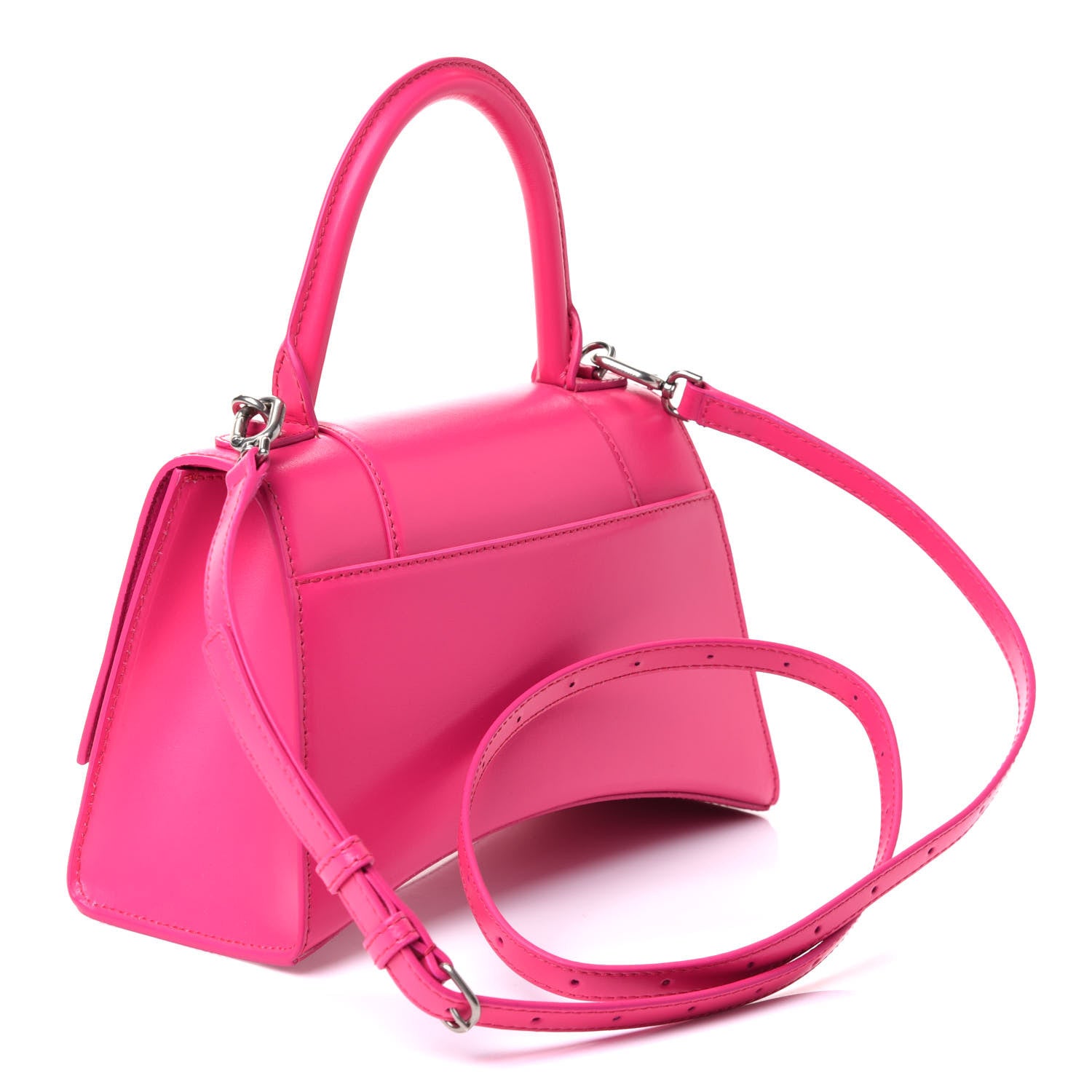 Balenciaga Shiny Box Calfskin Small Hourglass Top Handle Bag Acid Fuchsia 2 of 11