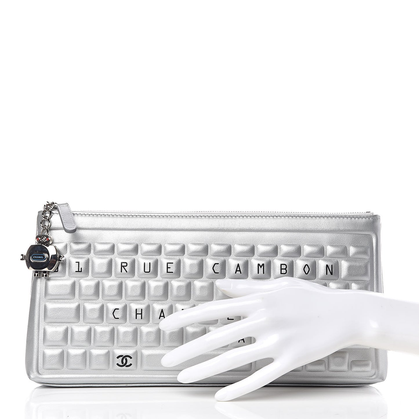 Metallic Calfskin Keyboard Pouch Silver
