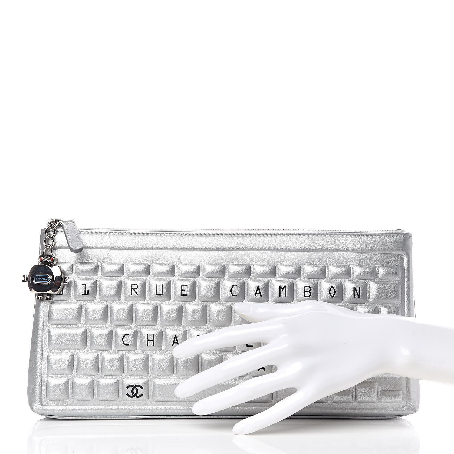 Chanel Metallic Calfskin Keyboard Pouch Silver 2 of 11