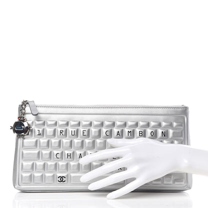 Chanel Metallic Calfskin Keyboard Pouch Silver 2 of 11