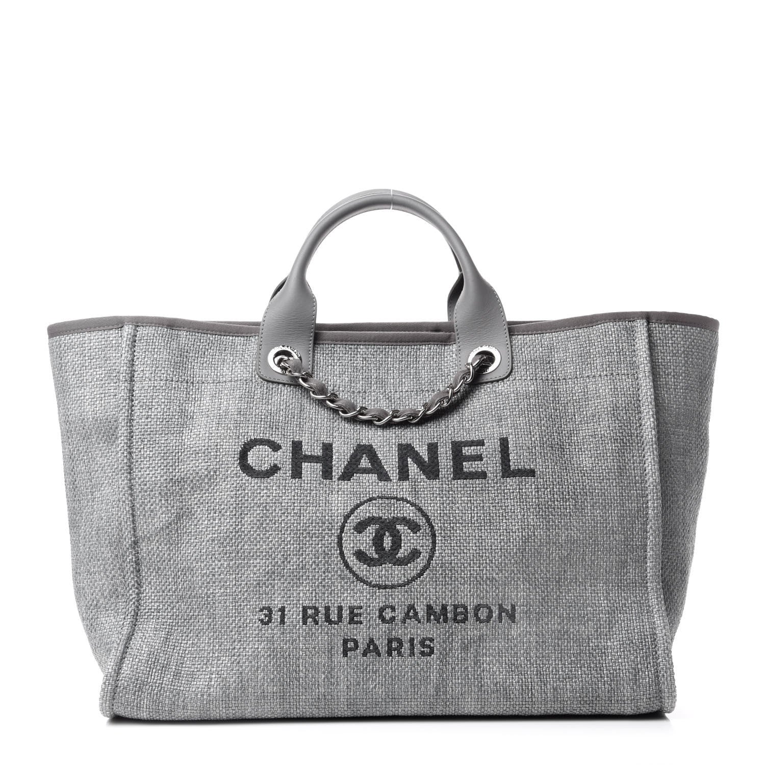 Chanel Woven Straw Raffia Medium Deauville Tote Grey 1 of 11