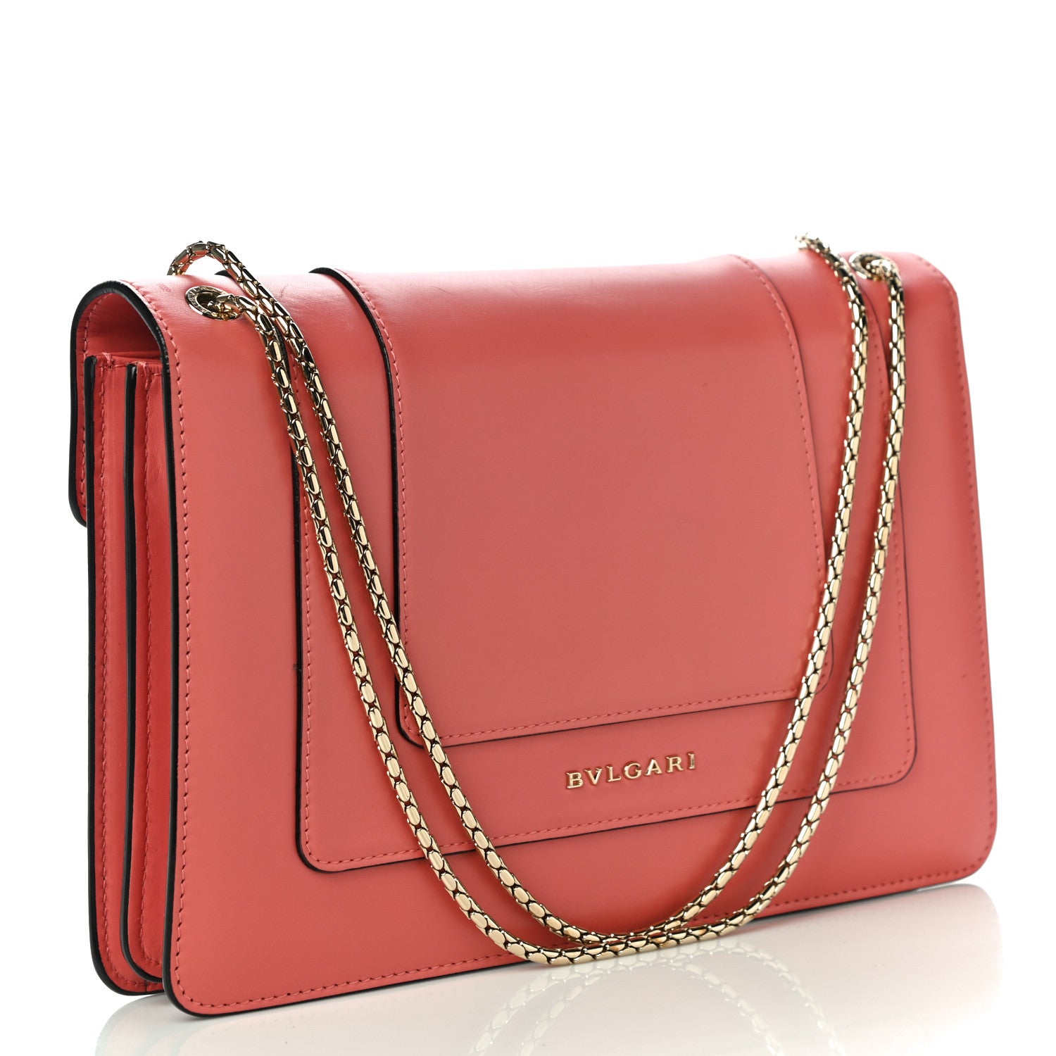 Bulgari Calfskin Serpenti Forever Shoulder Bag Coral 3 of 11