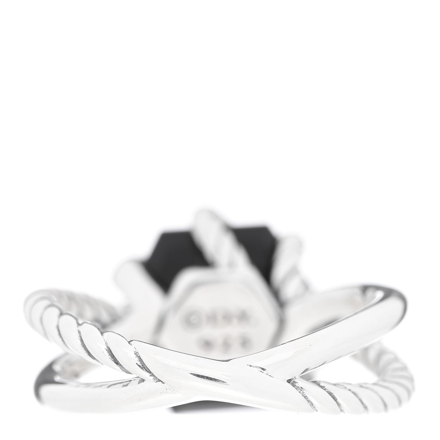 David Yurman Sterling Silver Diamond Black Onyx 10mm Cable Wrap Ring 49 5 3 of 4