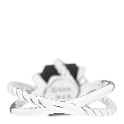 David Yurman Sterling Silver Diamond Black Onyx 10mm Cable Wrap Ring 49 5 3 of 4