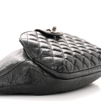 Chanel Crumpled Calfskin Quilted Casual Rock Waist Bag Fanny Pack Black 9 of 11
