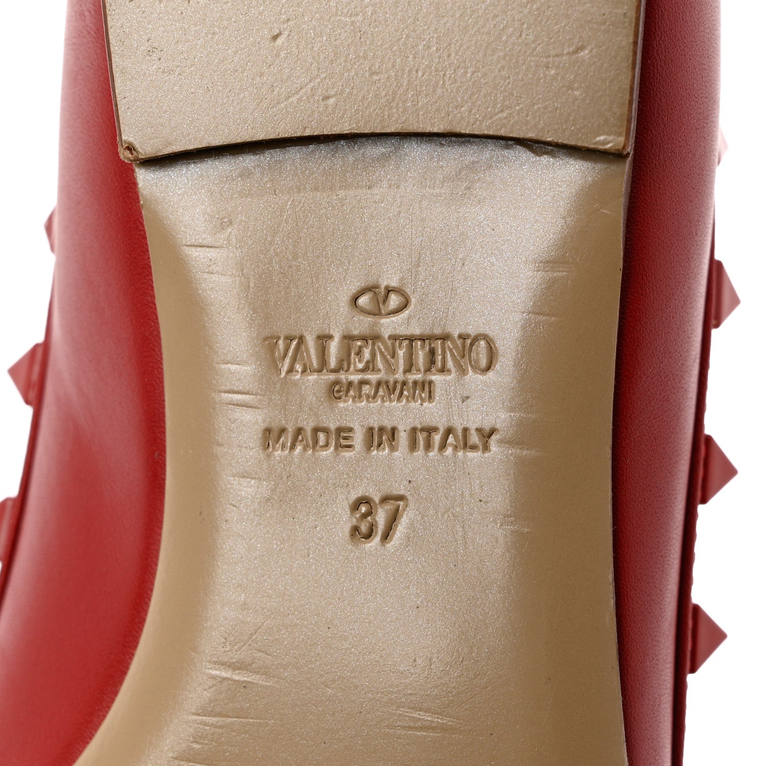 Valentino Garavani Calfskin Lacquered Monochrome Rockstud Ballerina Flats 37 Rosso Valentino 8 of 12