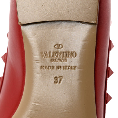 Valentino Garavani Calfskin Lacquered Monochrome Rockstud Ballerina Flats 37 Rosso Valentino 8 of 12