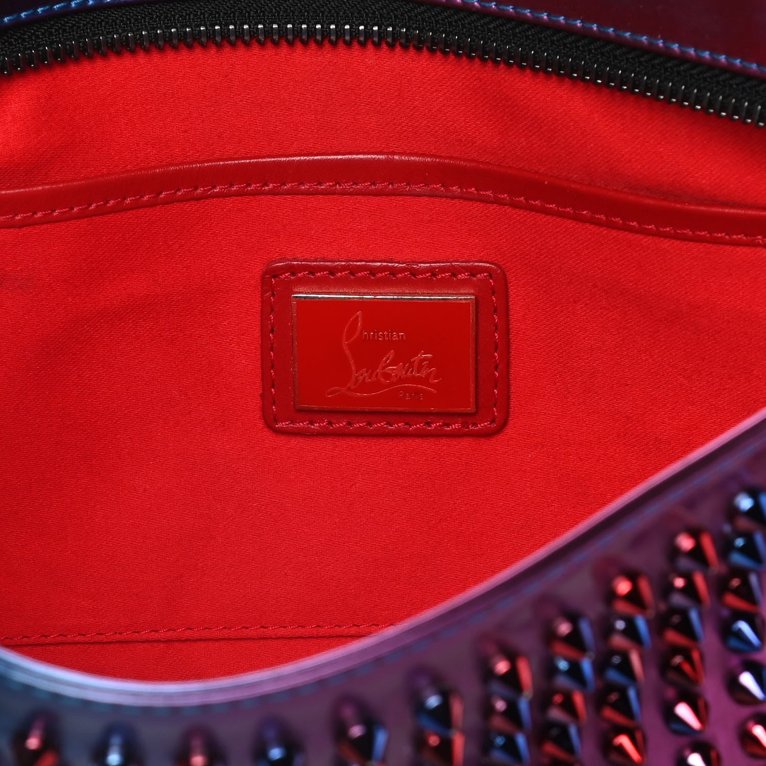 Christian Louboutin Patent Scarabe Spikes Loubiposh Chain Clutch Rose Digitale 13 of 20