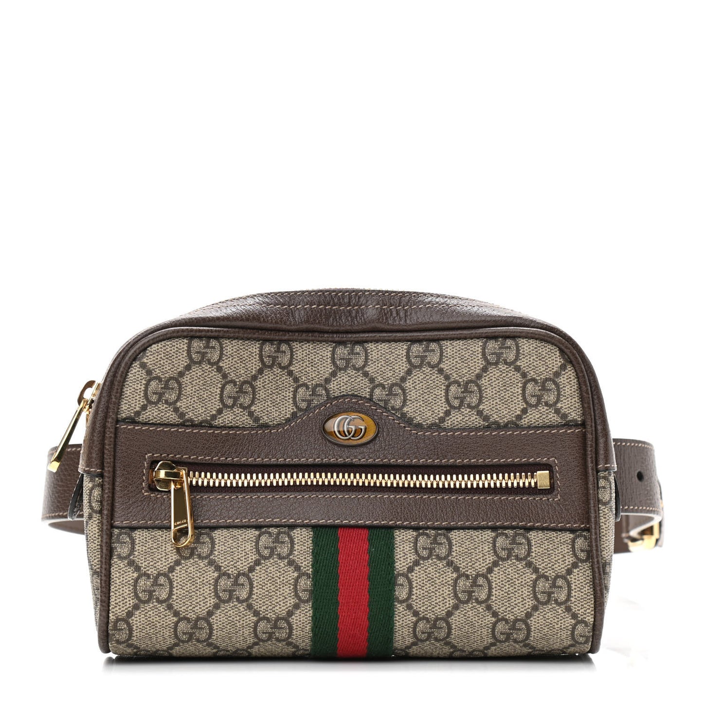 GG Supreme Monogram Web Small Ophidia Belt Bag 85 34 Dark Brown