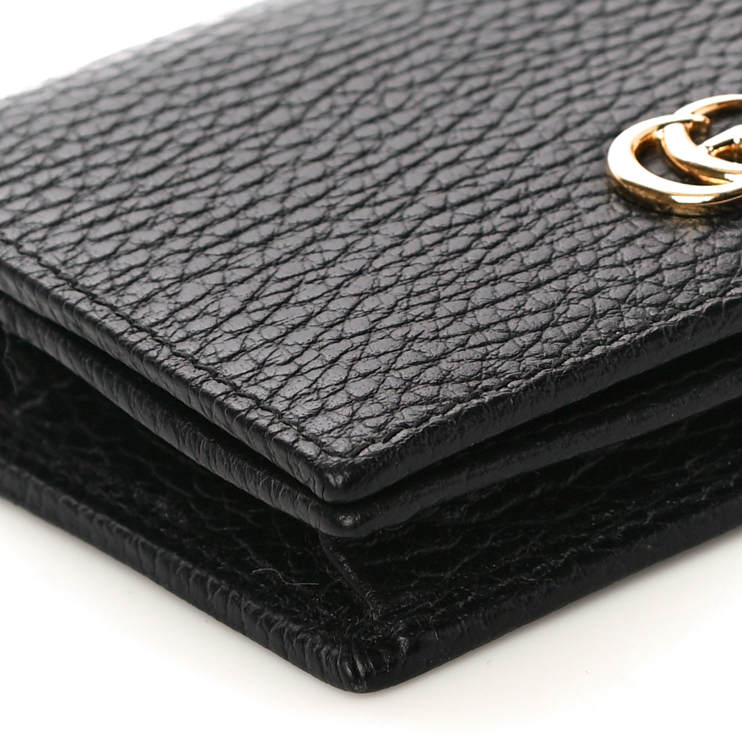 Pebbled Calfskin GG Marmont Card Case Black