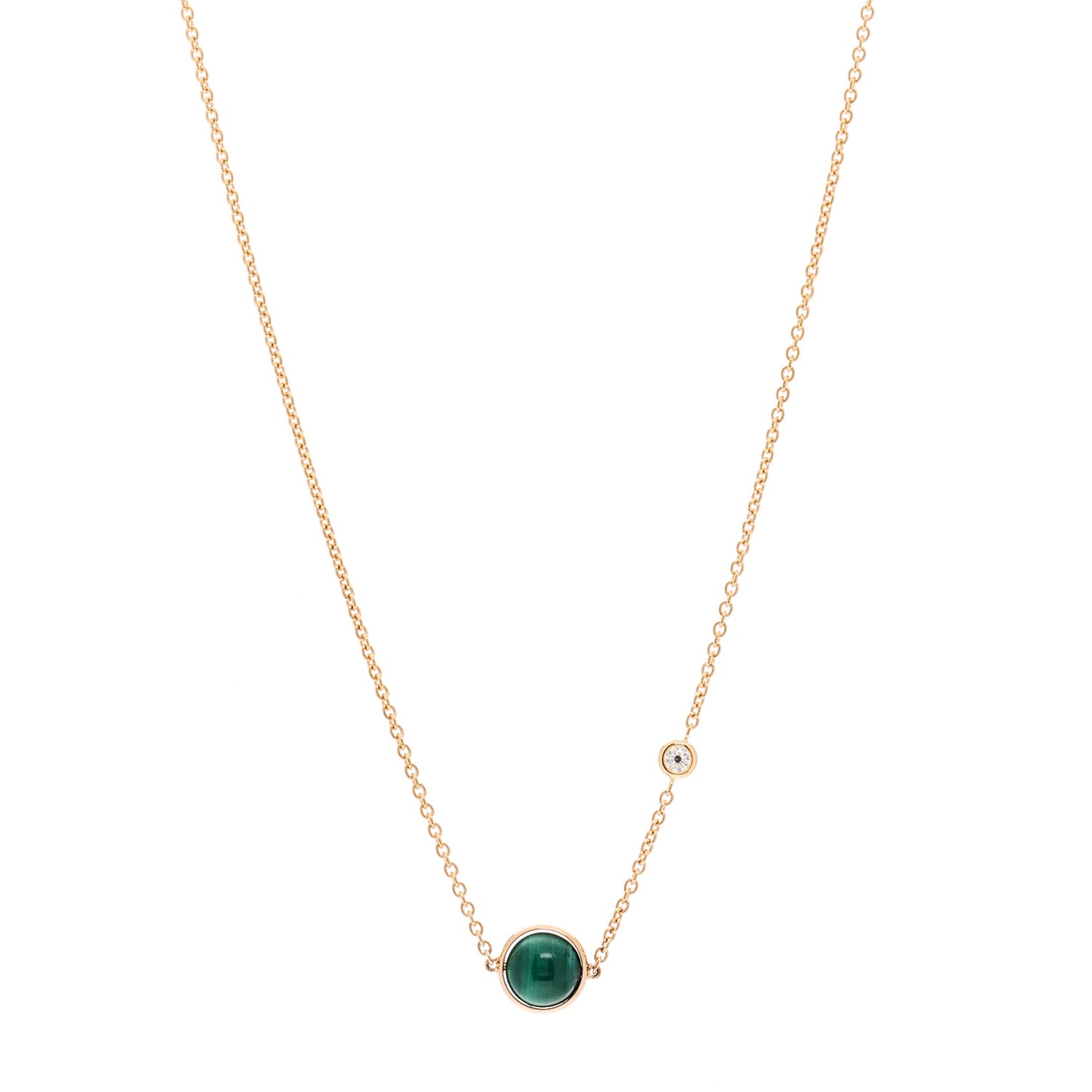 18K Rose Gold Diamond Malachite Possession Pendant Necklace