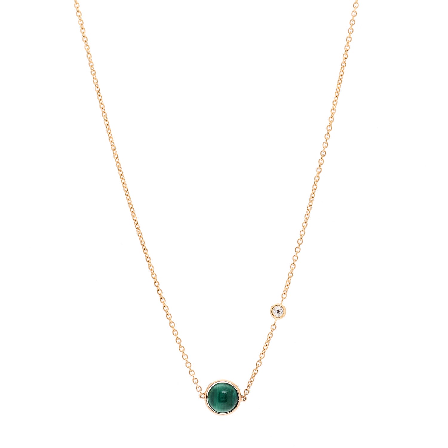Piaget 18K Rose Gold Diamond Malachite Possession Pendant Necklace 1 of 5