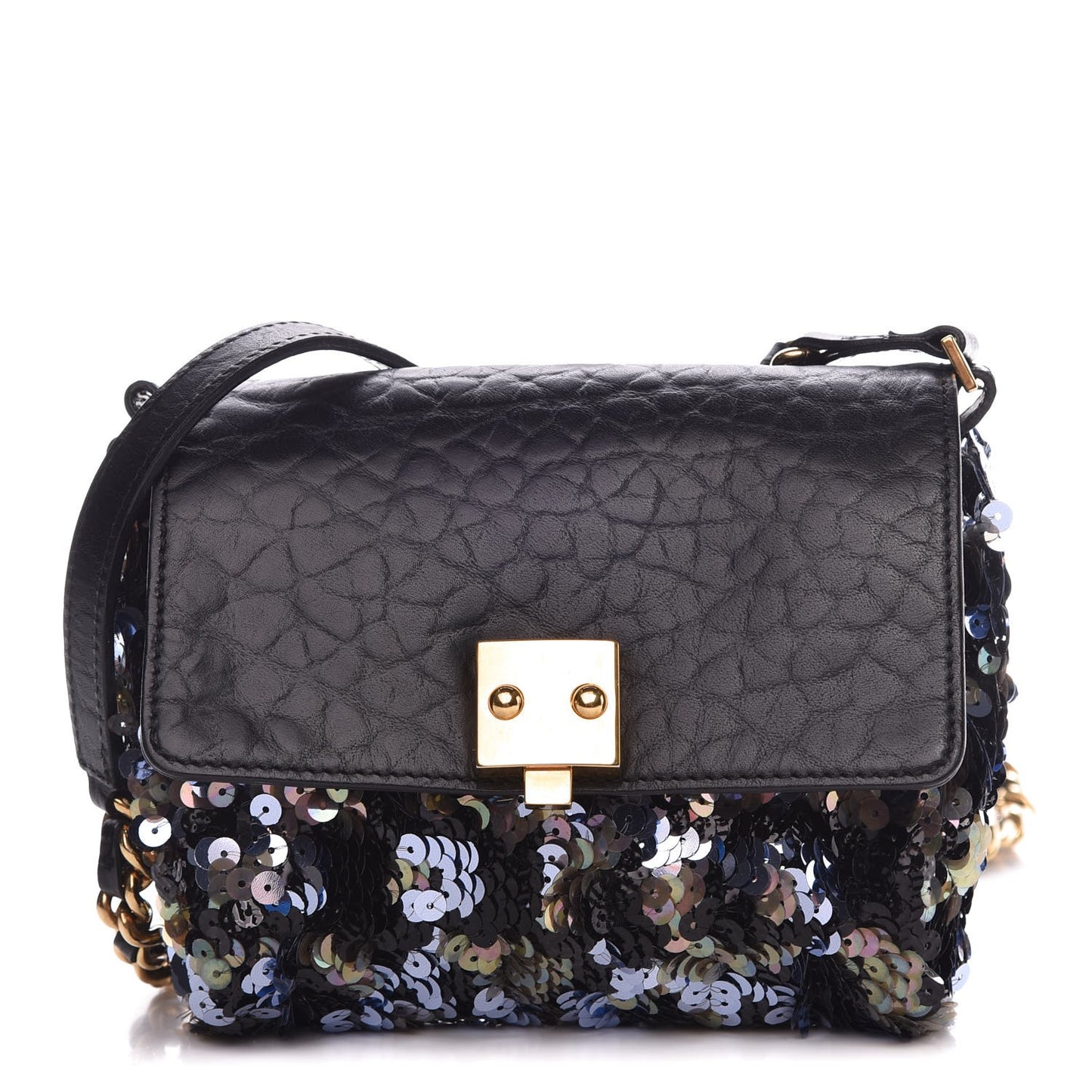 Sequins Tweed Mini Debbie Crossbody Bag Black