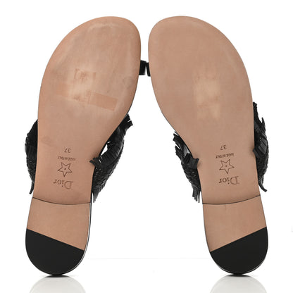 Christian Dior Lambskin Braided Wave Sandal 37 Black 4 of 4