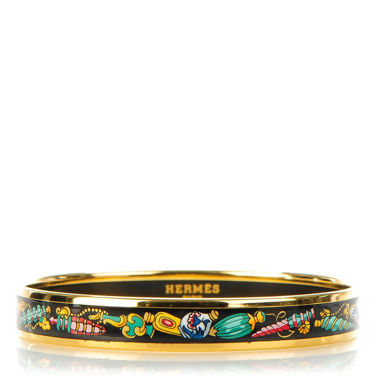 Hermes Enamel Printed Narrow Flacons Bracelet 62 1 of 6
