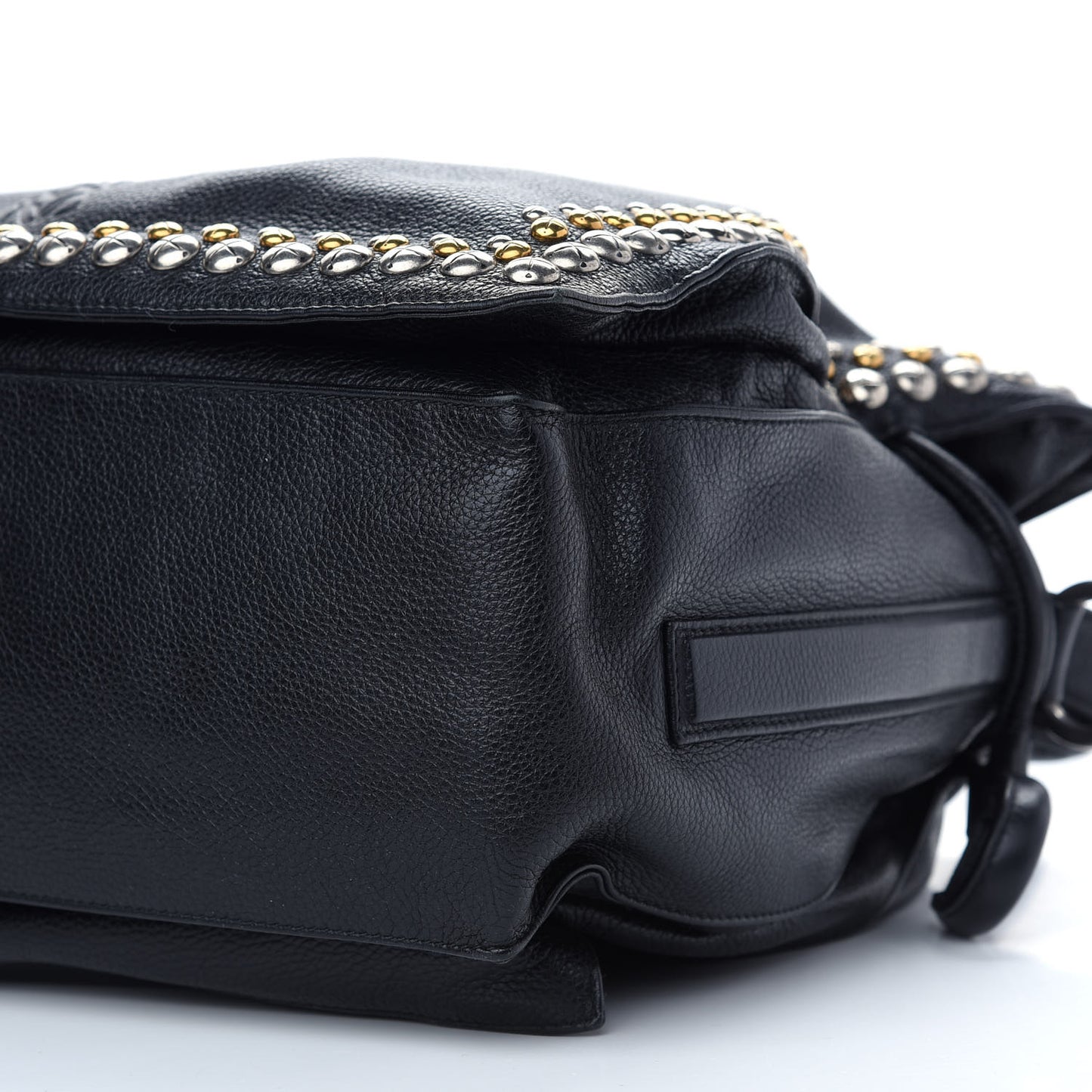 Calfskin Studded Flamenco Shoulder Bag Black