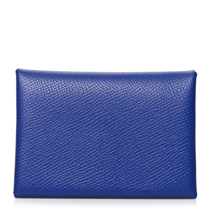 Hermes Epsom Calvi Duo Card Case Bleu Electrique 1 of 10