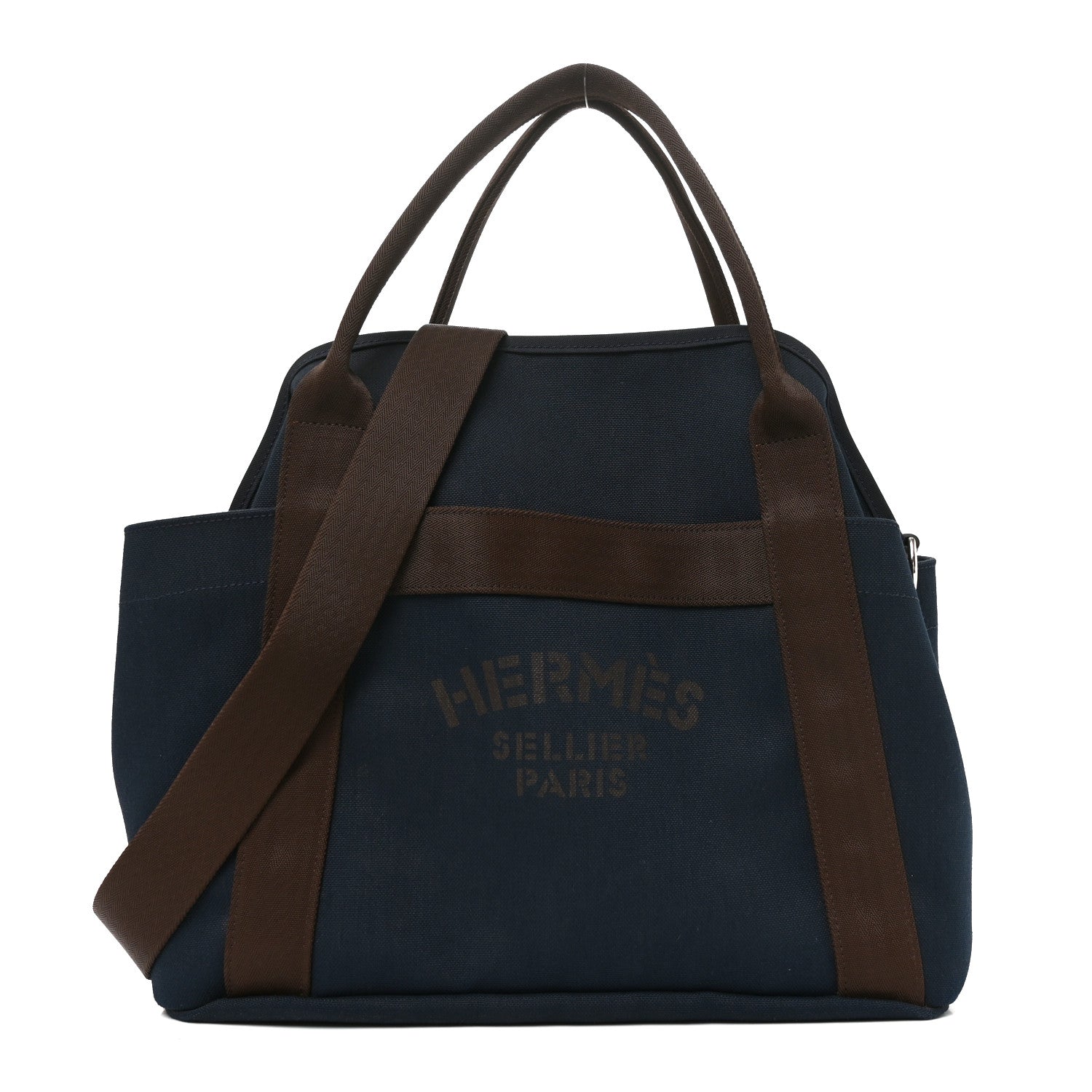 Hermes Canvas The Grooming Bag Bleu Navy Feu 1 of 10
