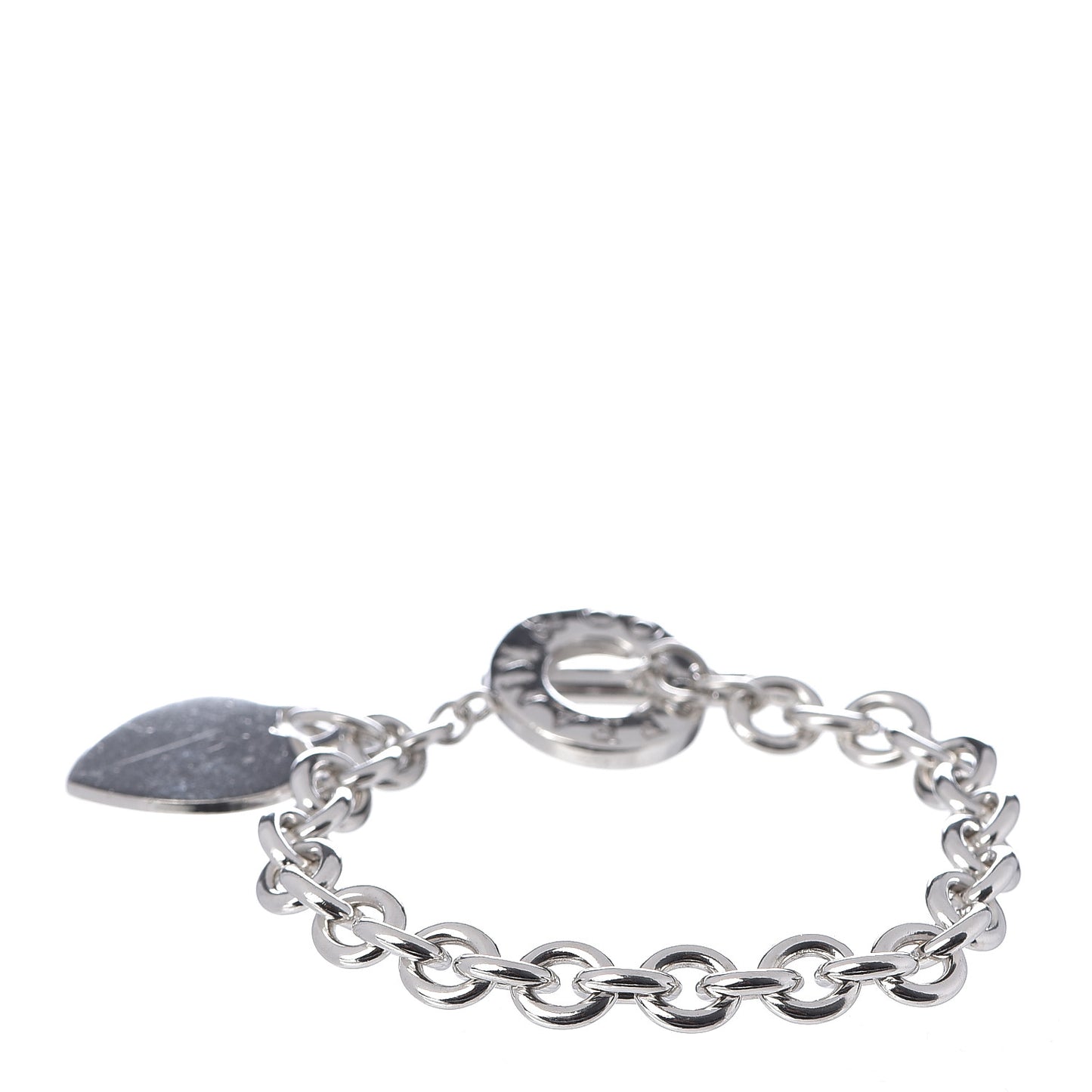 Sterling Silver Heart Tag Toggle Bracelet