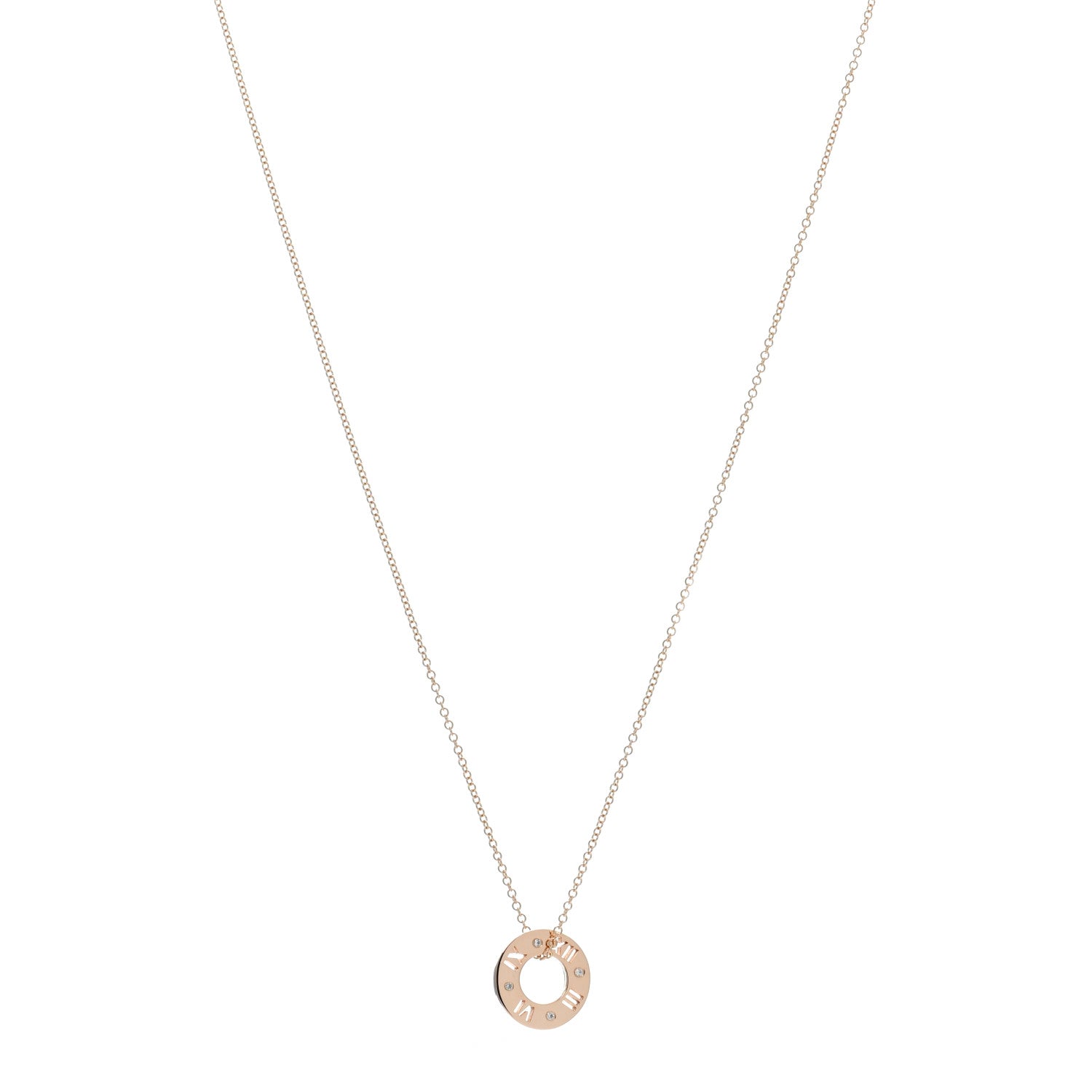 Tiffany 18K Rose Gold Diamond Atlas Pierced Pendant Necklace 1 of 4