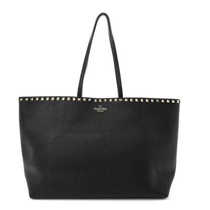 Valentino Garavani Grained Calfskin Rockstud Shoulder Tote Black 1 of 10