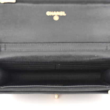 Chanel Caviar Quilted Medallion Wallet on Chain WOC Black 5 of 13