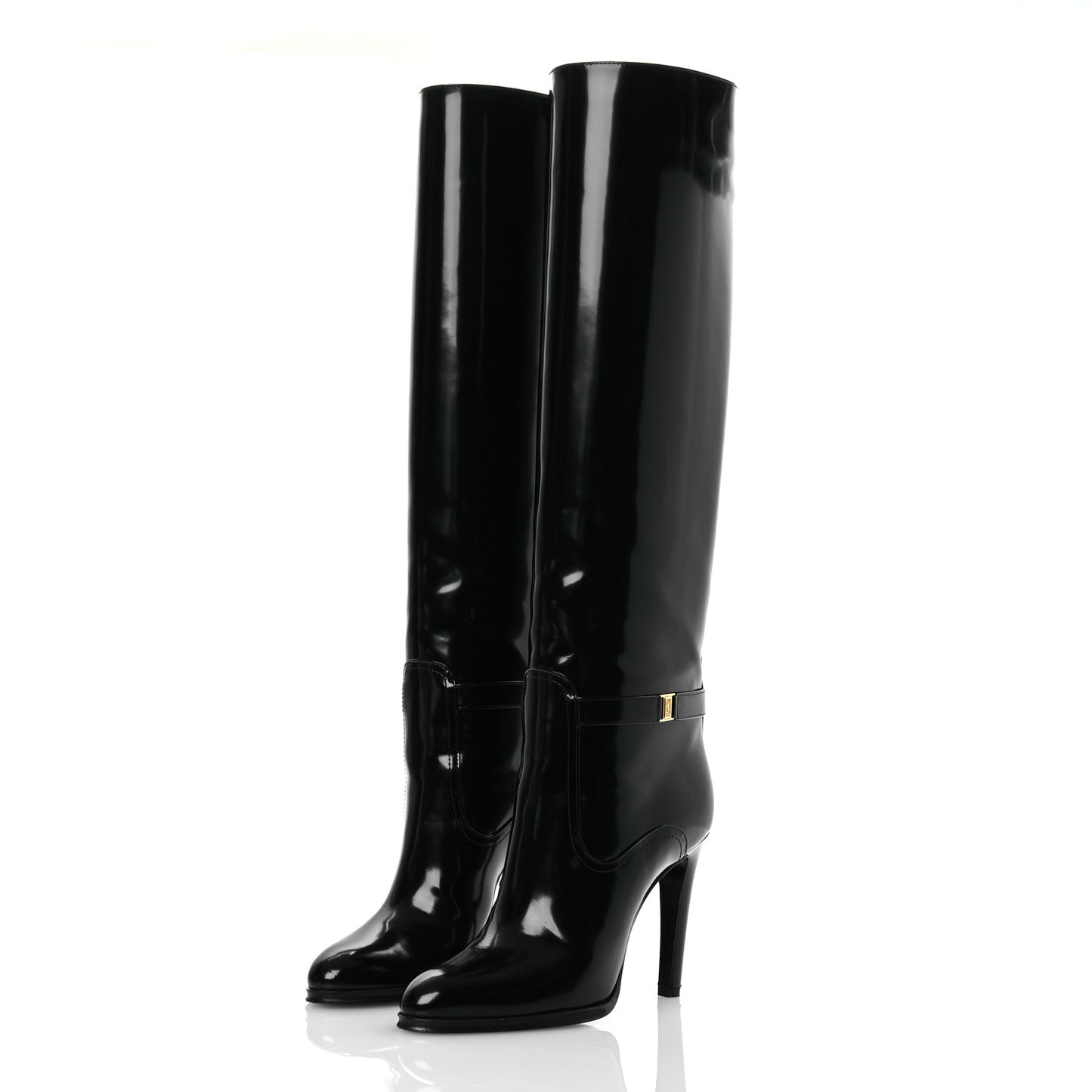 Patent Calfskin Diane 100 Boots 37 Black