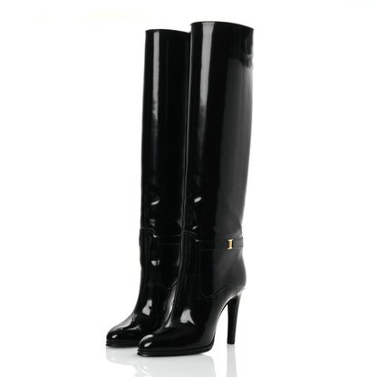 Saint Laurent Patent Calfskin Diane 100 Boots 37 Black 4 of 13