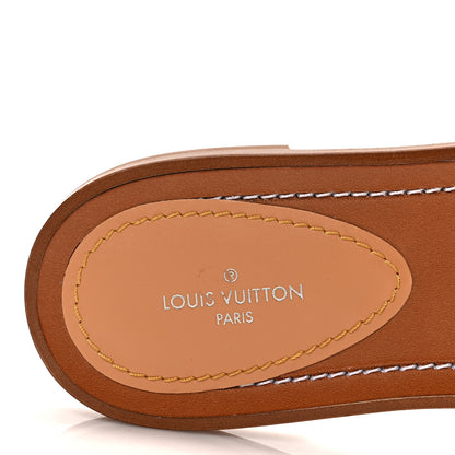 Louis Vuitton Damier Azur Vachetta Lock Flat Mule 36 7 of 8