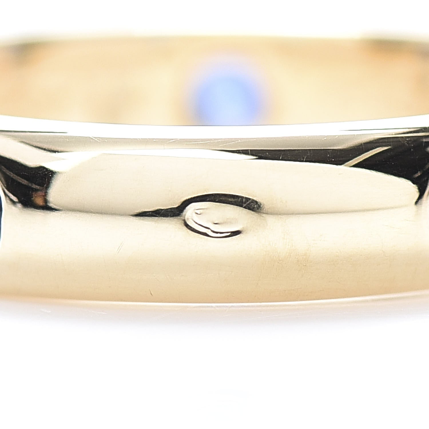 Cartier 18K Yellow Gold Blue Sapphire 4mm Wedding Band Ring 48 4.5 5 of 5