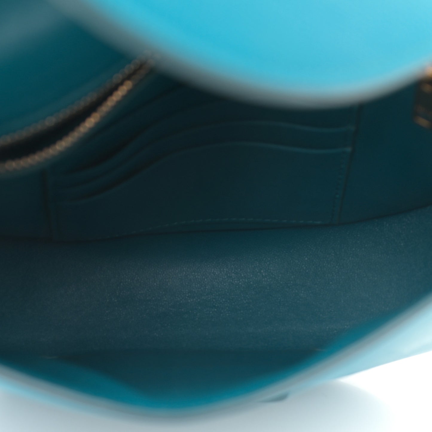 Grained Calfskin Small Trotteur Teal Blue