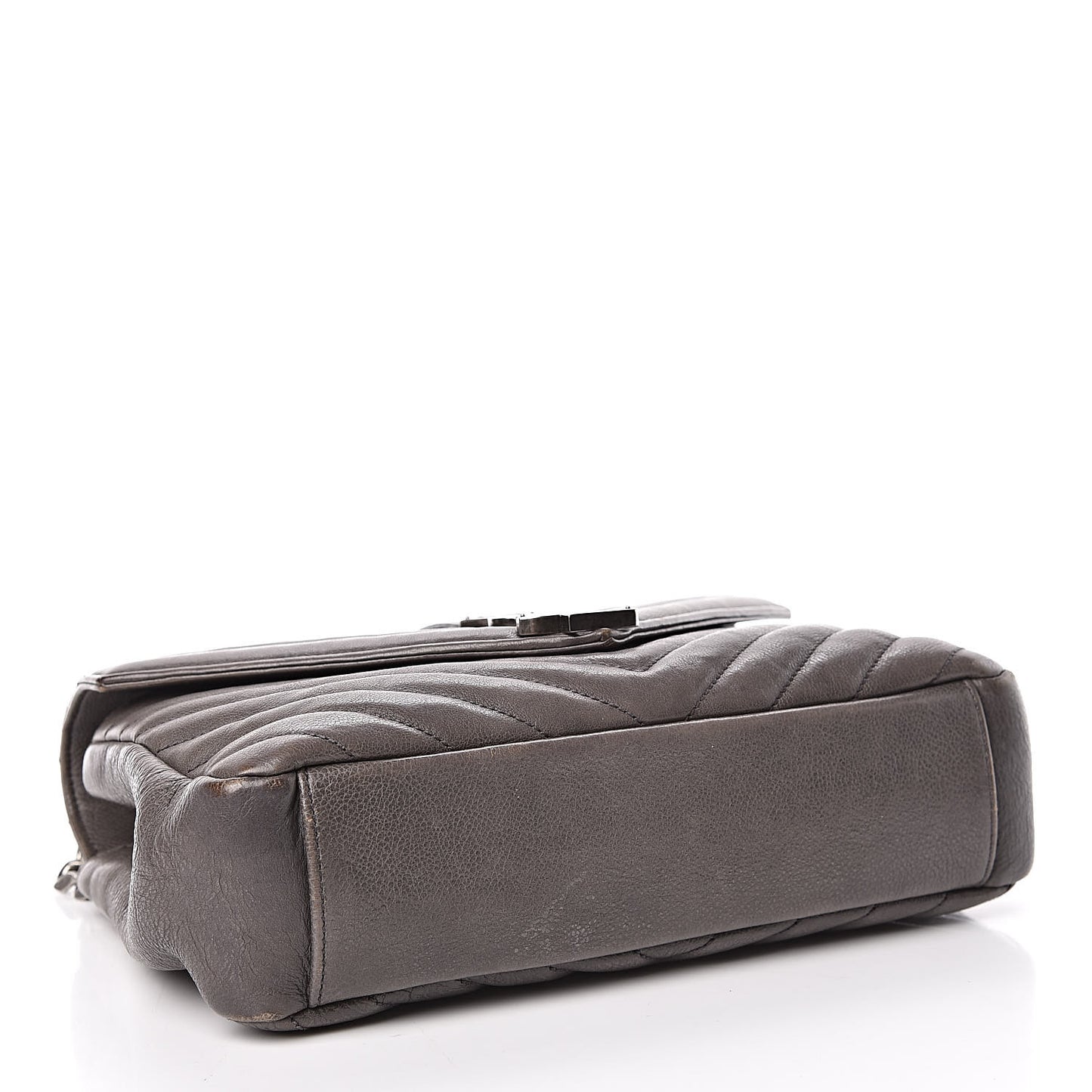 Sheepskin Matelasse Chevron Monogram Medium College Bag Dark Anthracite
