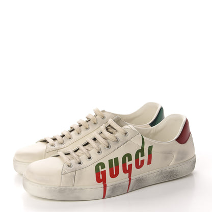 Gucci Distressed Calfskin Mens Ace Blade Sneakers 10 White 3 of 10