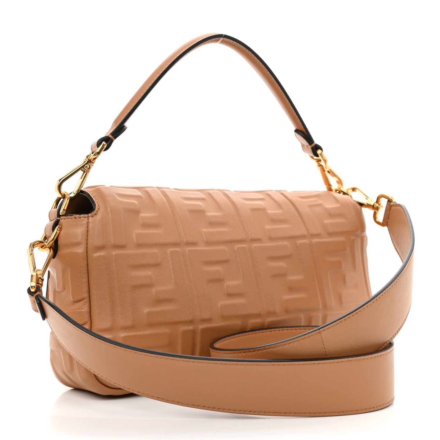 Fendi Nappa FF 1974 Embossed Baguette Miele Scuro 4 of 9