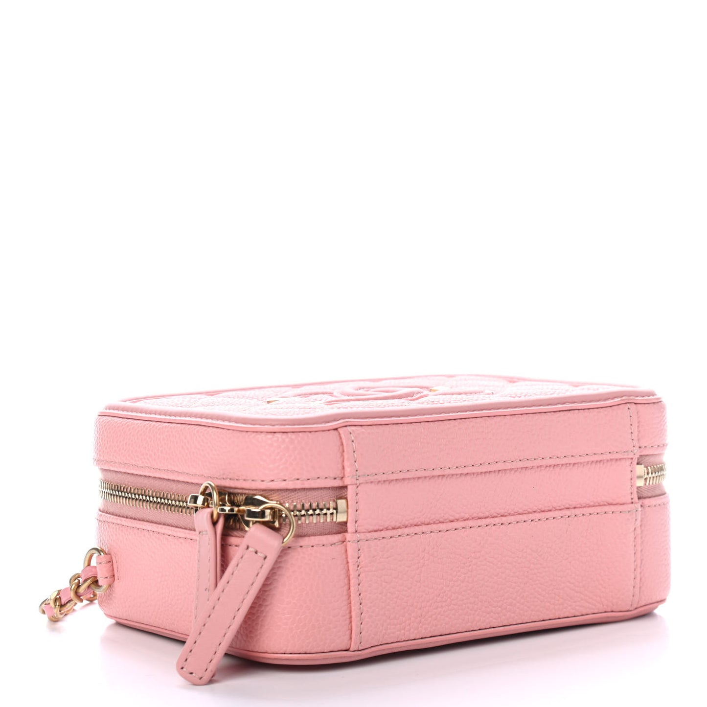 Caviar Quilted Small CC Filigree Vanity Case Pink