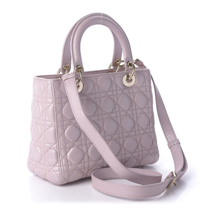 Christian Dior Pearly Lambskin Cannage Medium Lady Dior Lotus 3 of 10