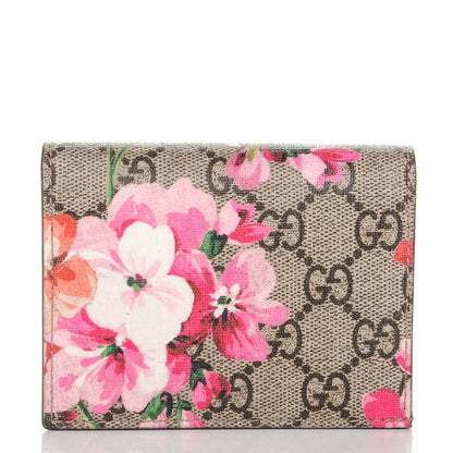Gucci GG Supreme Monogram Blooms Card Case Beige Multicolor Dry Rose 1 of 6