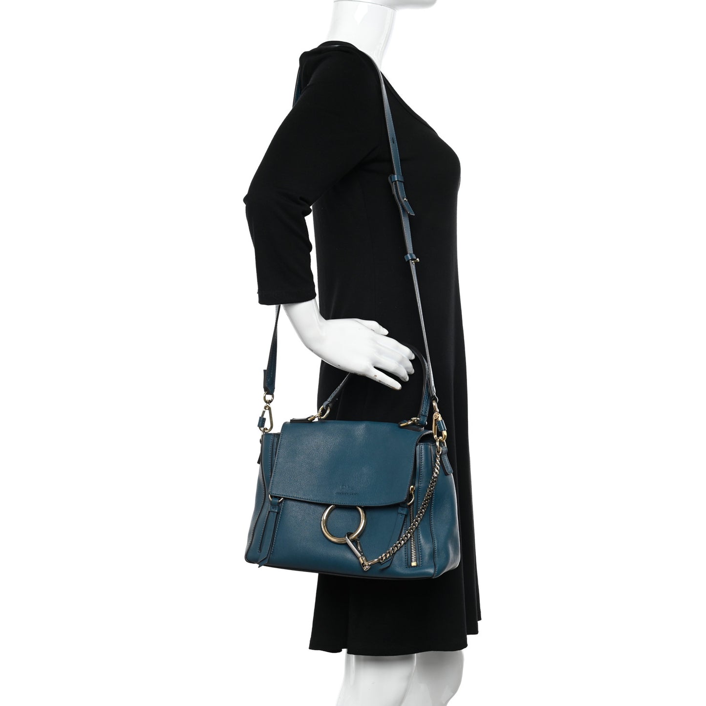 Calfskin Small Faye Day Shoulder Bag Blue