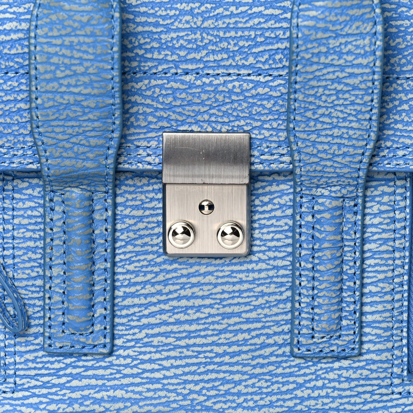 Textured Calfskin Mini Pashli Satchel Blue Ivory
