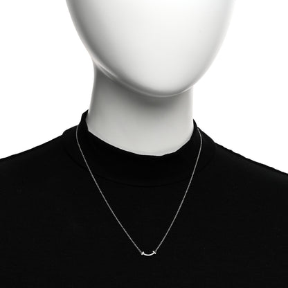 Tiffany 18K White Gold Diamond Mini T Smile Pendant Necklace 2 of 4
