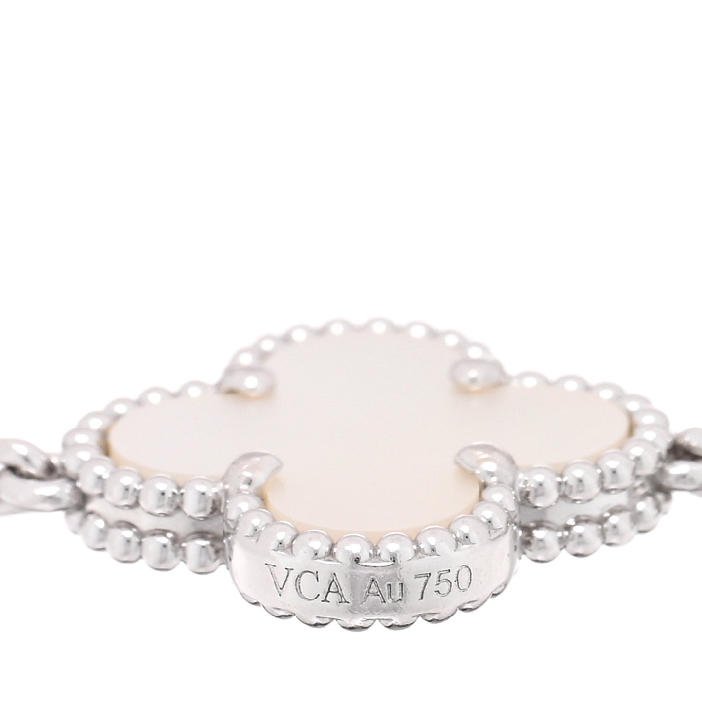 18K White Gold Mother of Pearl 5 Motifs Vintage Alhambra Bracelet