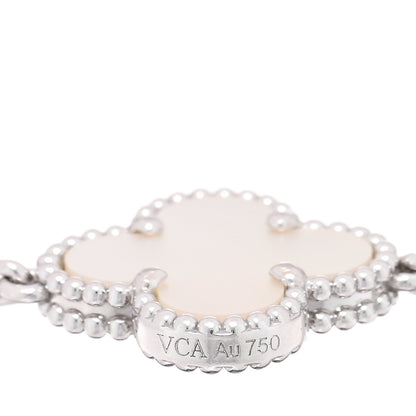 Van Cleef & Arpels 18K White Gold Mother of Pearl 5 Motifs Vintage Alhambra Bracelet 3 of 4