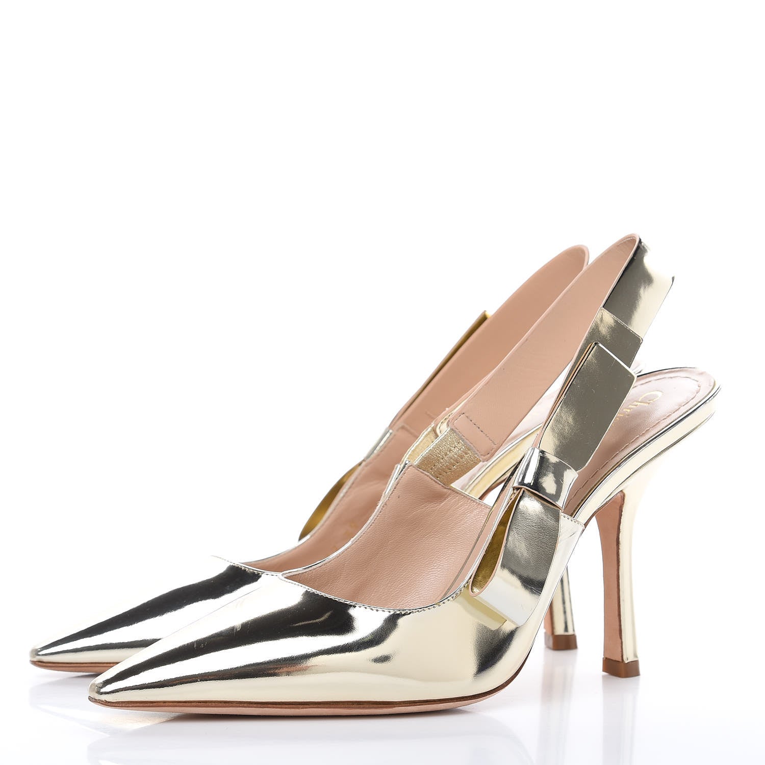 Christian Dior Metallic Calfskin Sweet D Sling-Back Pumps 39 Stardust Gold 3 of 10