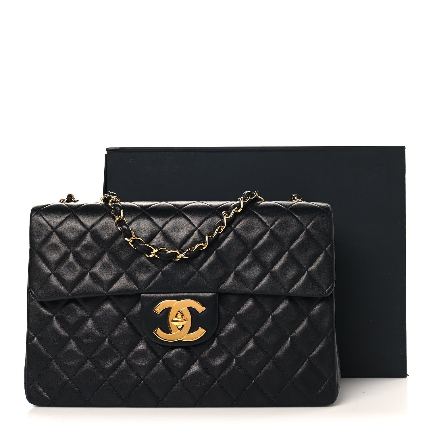 Chanel Lambskin Quilted XL Jumbo Single Flap Black 13 of 13