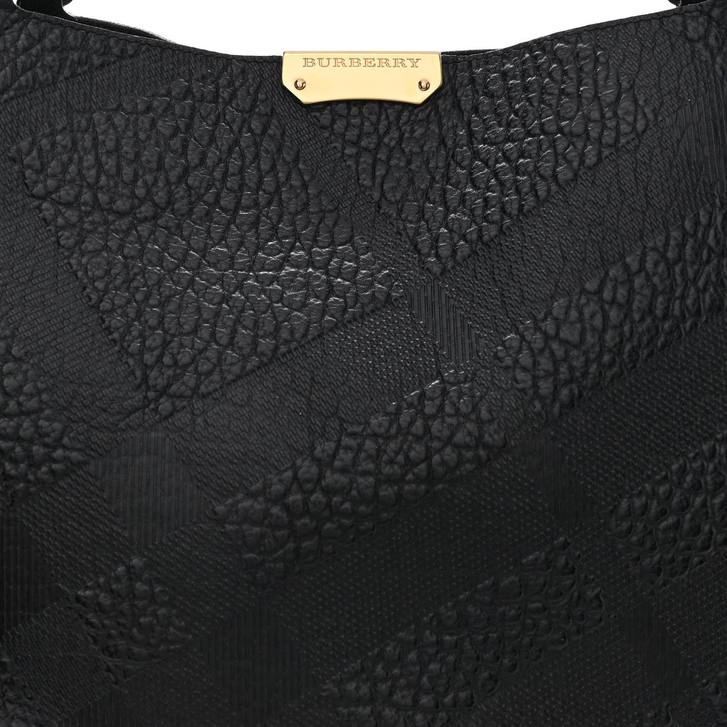 Signature Grain Calfskin Check Embossed Small Canterbury Tote Black