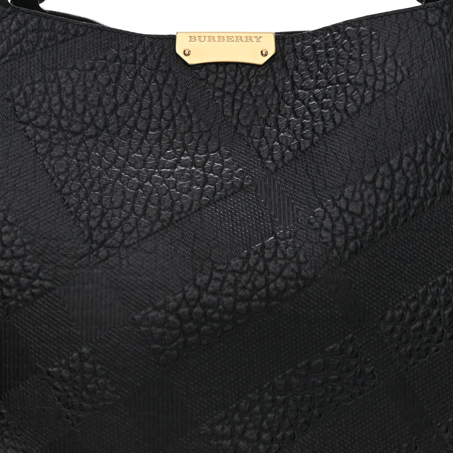 Burberry Signature Grain Calfskin Check Embossed Small Canterbury Tote Black 12 of 17
