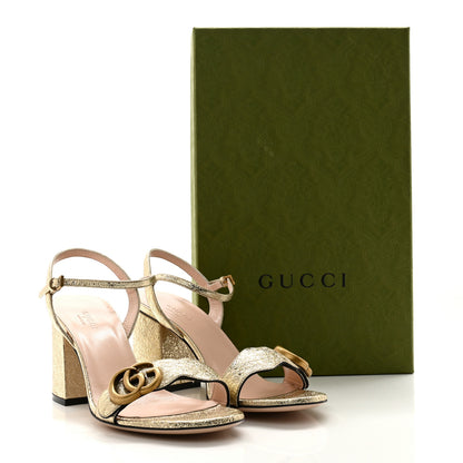 Gucci Galassia GG Marmont Ankle Wrap 75mm Sandals 37.5 Platino 10 of 10