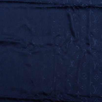 Louis Vuitton Silk Wool Monogram Shawl Night Blue 2 of 3
