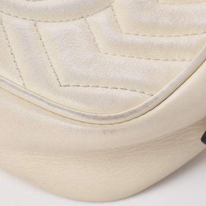 Gucci Calfskin Matelasse Mini GG Marmont Chain Shoulder Bag White 15 of 25